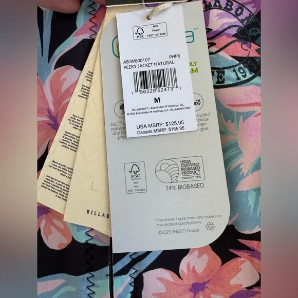 NEW NWT BILLABONG Womens Peeky Natural Upcycler Front Zip Wetsuit Jacket - Picture 7 of 10